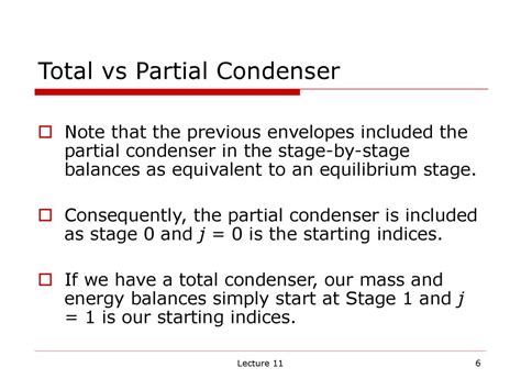 partial condenser equilibrium.